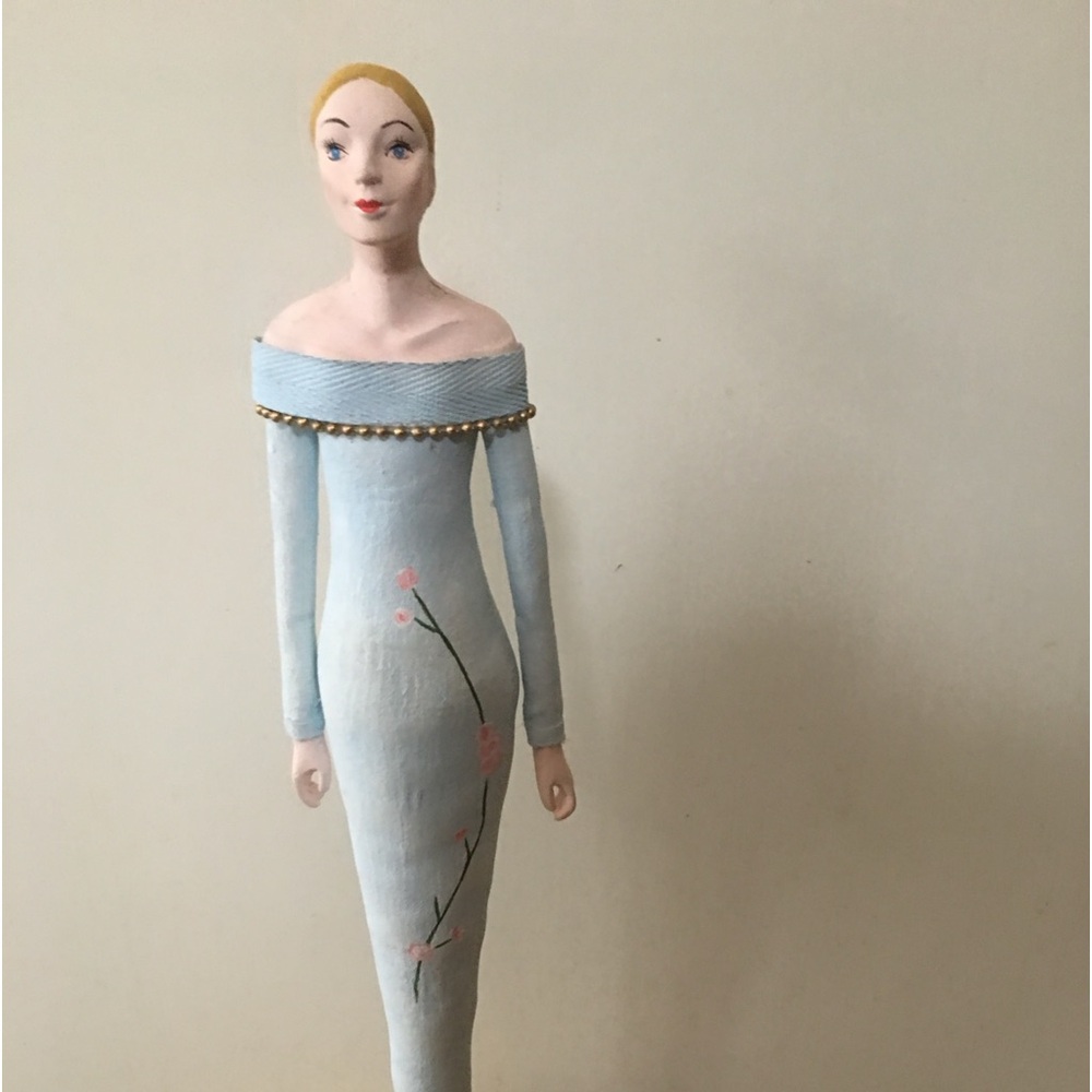 Vintage Jewelry stand, paper mache doll, new. Height 17”.